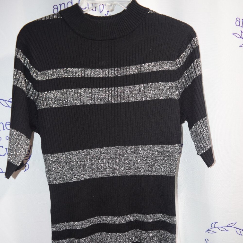 NWT NYC Sweater Dress, Gray/Black Stripes, Size 3X